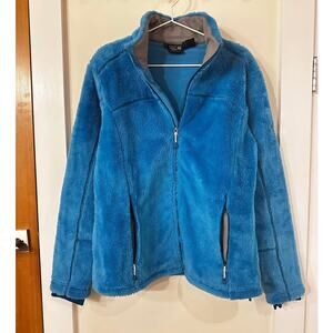Mountain Hardwear Women's Large Blue Fuzzy Fleece Zip Up Lined EUC!